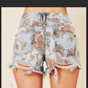 Free People Vintage Floral Jean Shorts